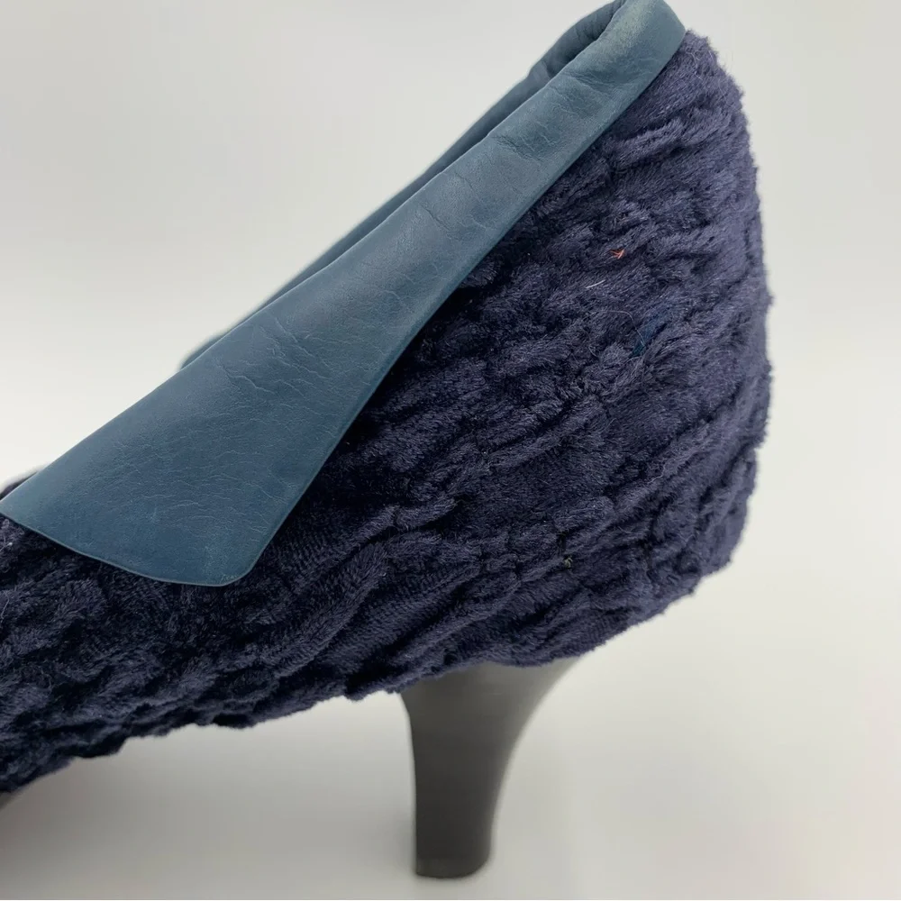 Aerosoles Crushed Velvet Heels Pumps Navy Blue Sz 8 “Lust Worthy”‎ Dress Shoes